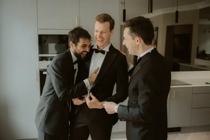 Groom preparing at home in Norway