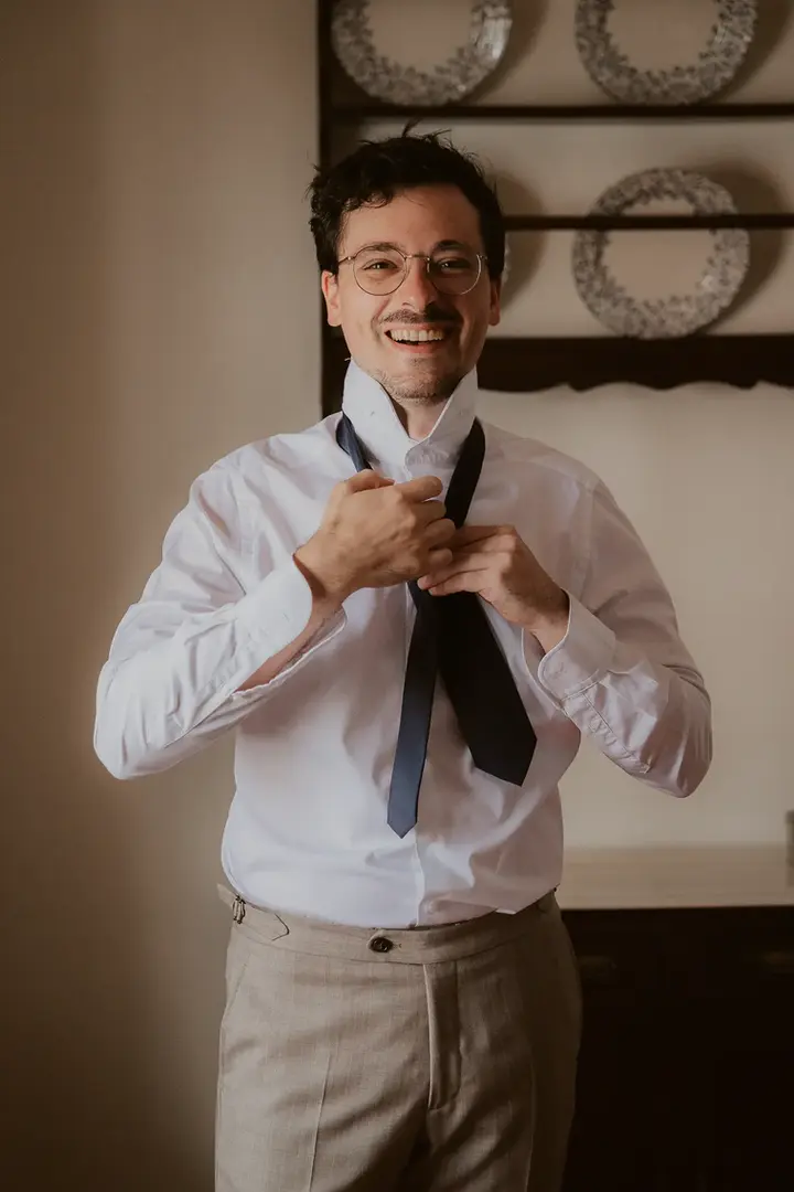 groom portrait getting ready Portuguese wedding