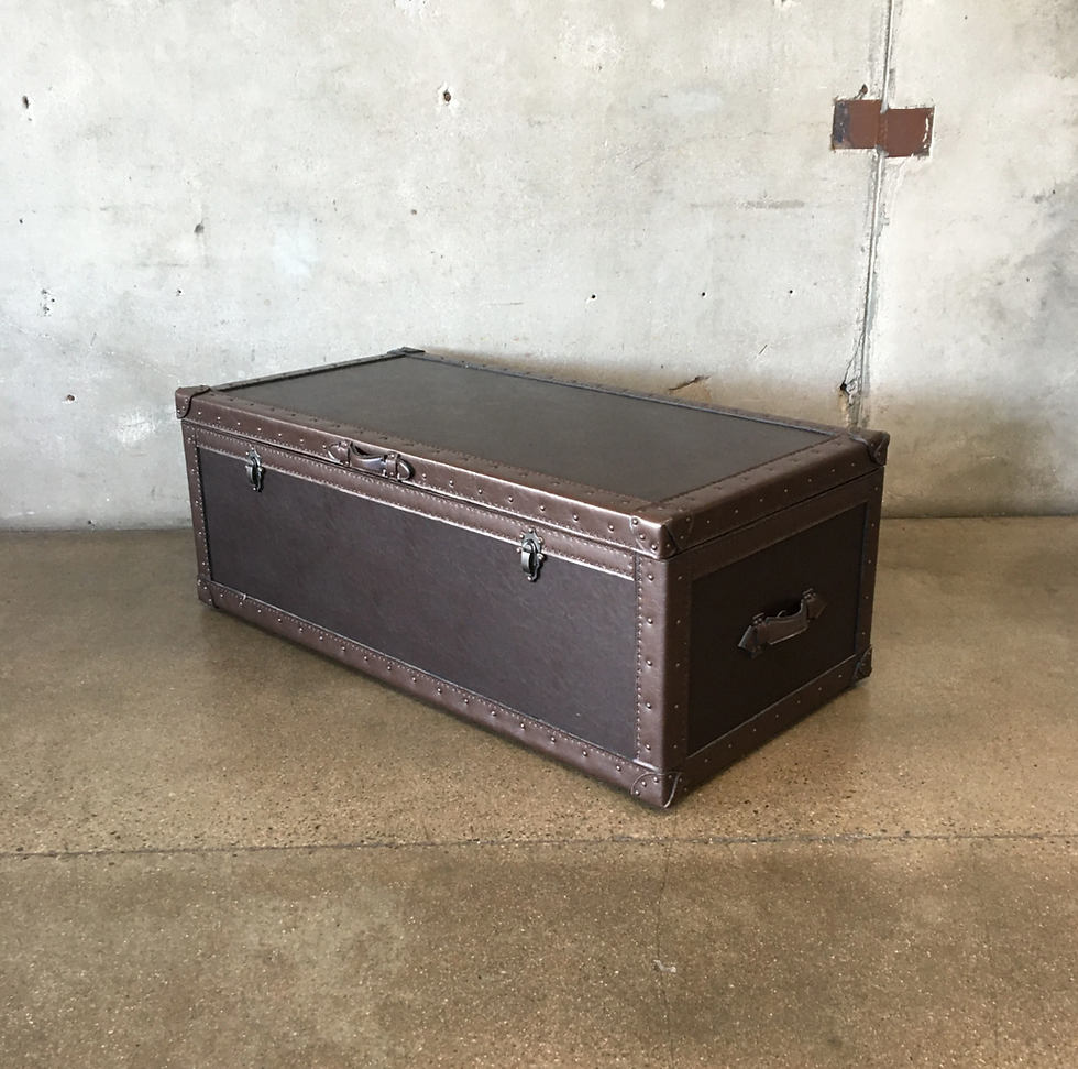 Thumbnail: Brown Leather Trunk On Wheels