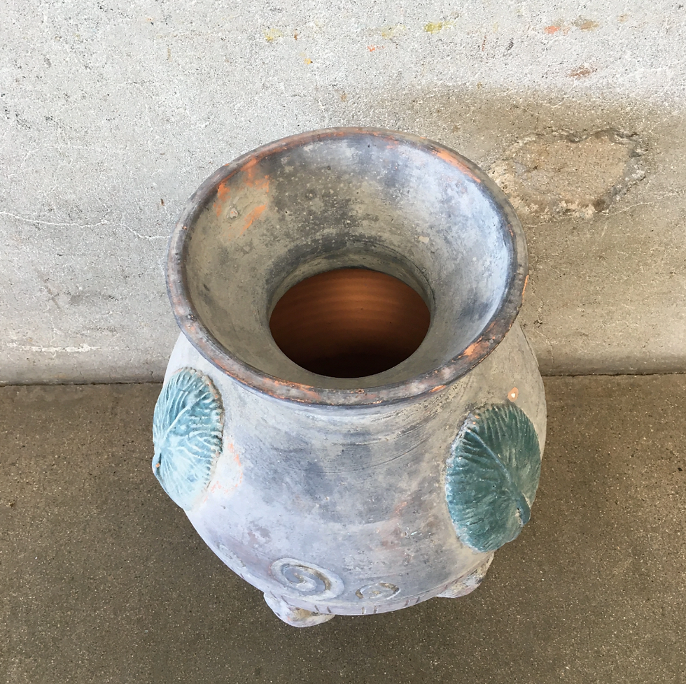 Thumbnail: Distressed Stone Pottery with Flower Motif