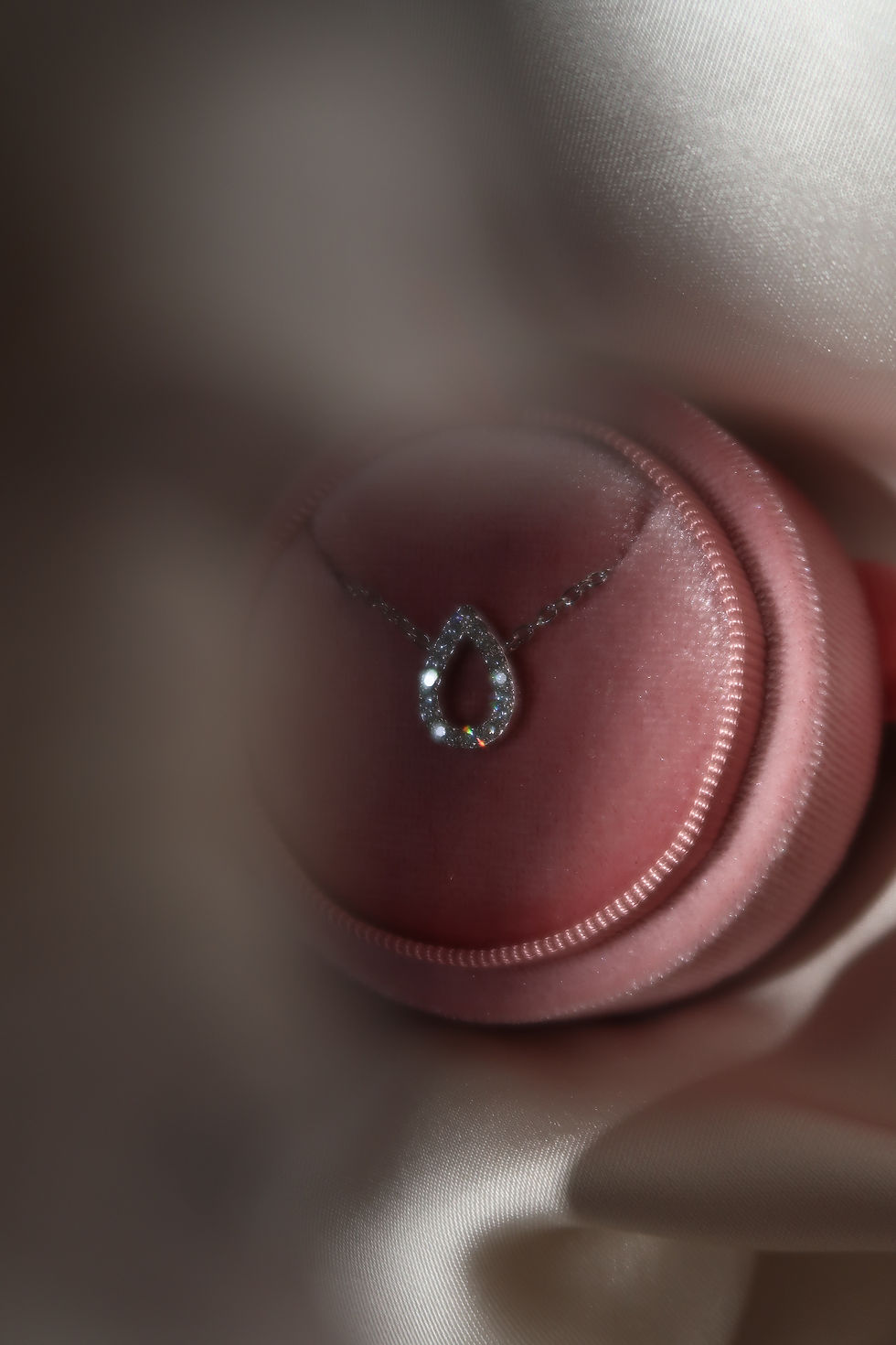 Thumbnail: Silver & Diamond Drop Necklace