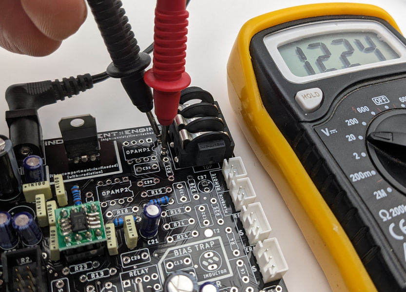 Use the pads for C36 to test the 12V supply is working