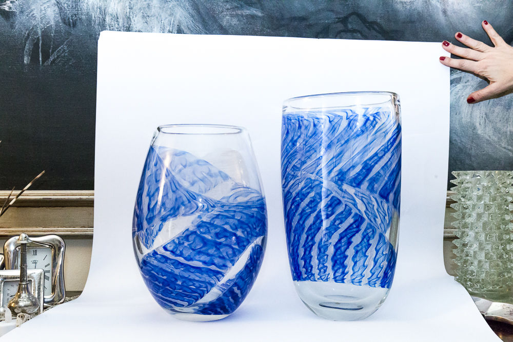 Coppia di grandi vasi in filigrana blu, anni ’70 di Archimede SEGUSO (Murano, 19