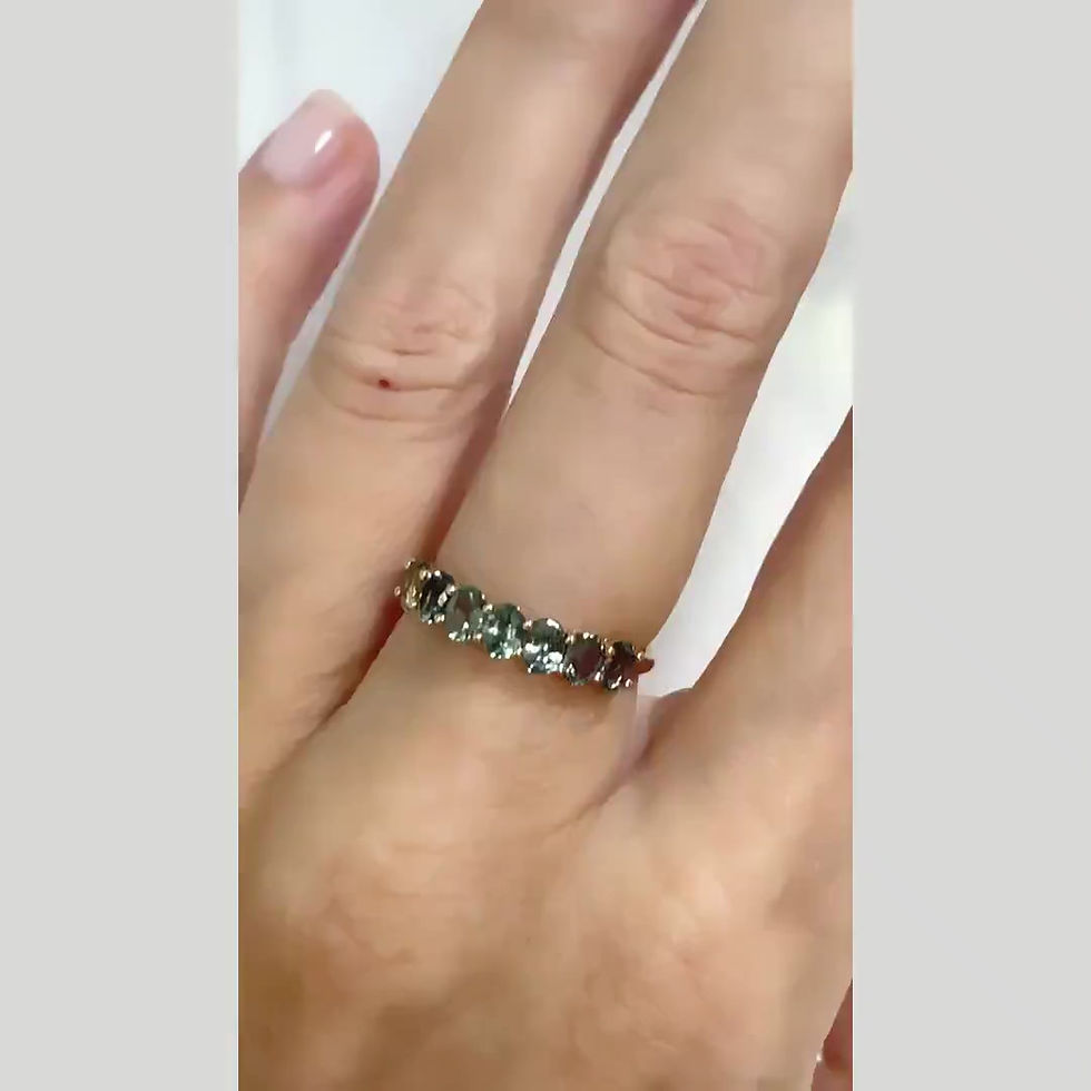 Thumbnail: Oval Cut Teal Sapphire 4mm Band