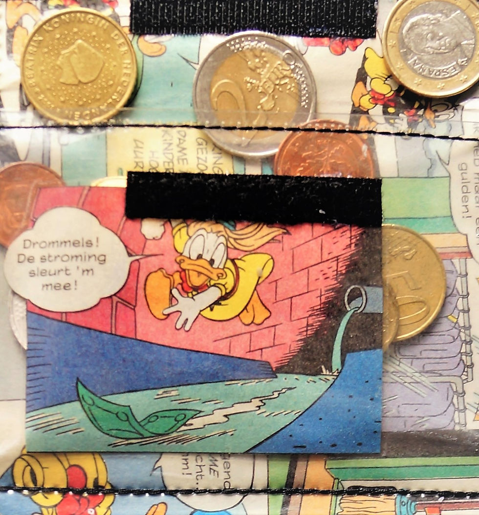 Miniaturbild: DONALD DUCK Portemonnaie Comic upcycling Unikat (Kleingeldfach Detail)