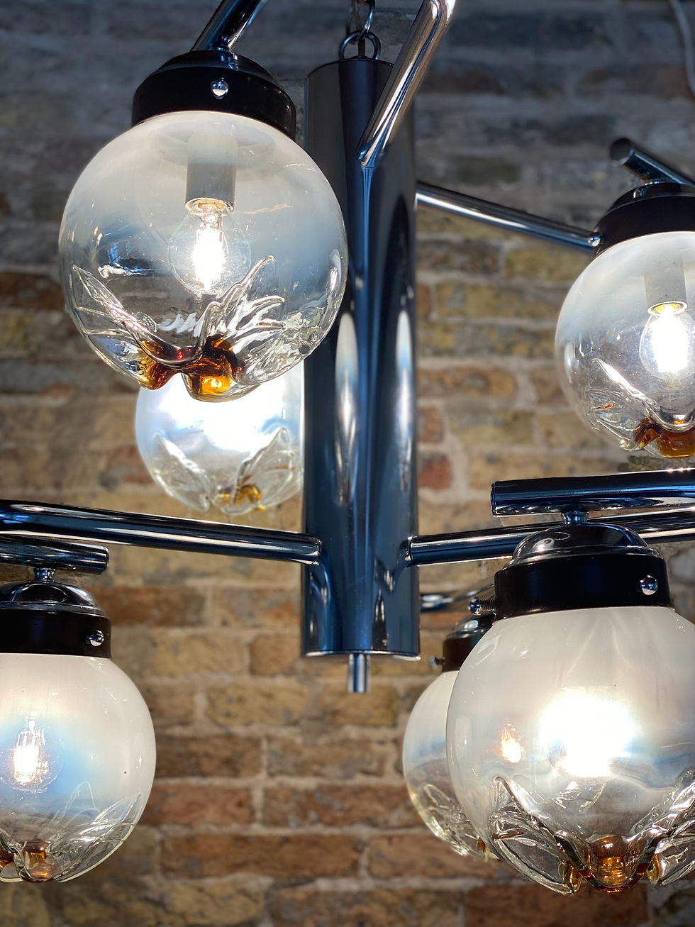Thumbnail: Italian Design Ceiling Light with Murano Glass by  A.V. Mazzega 1960s