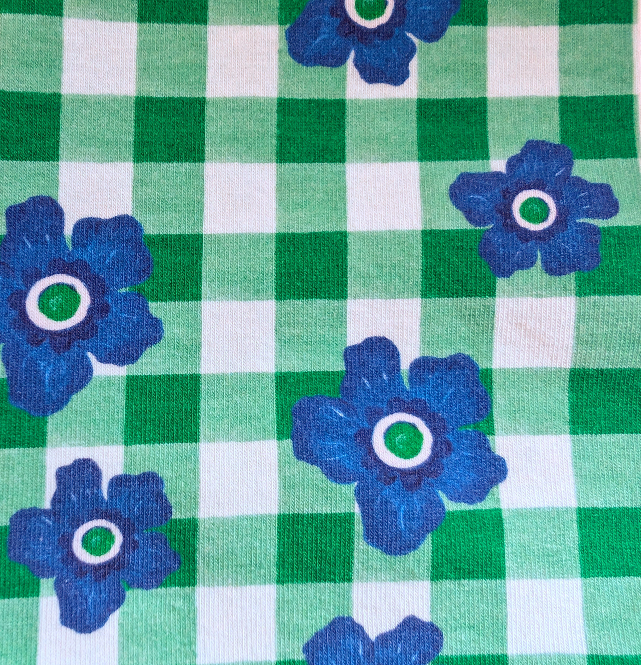 Jersey /Vichy fleur bleue