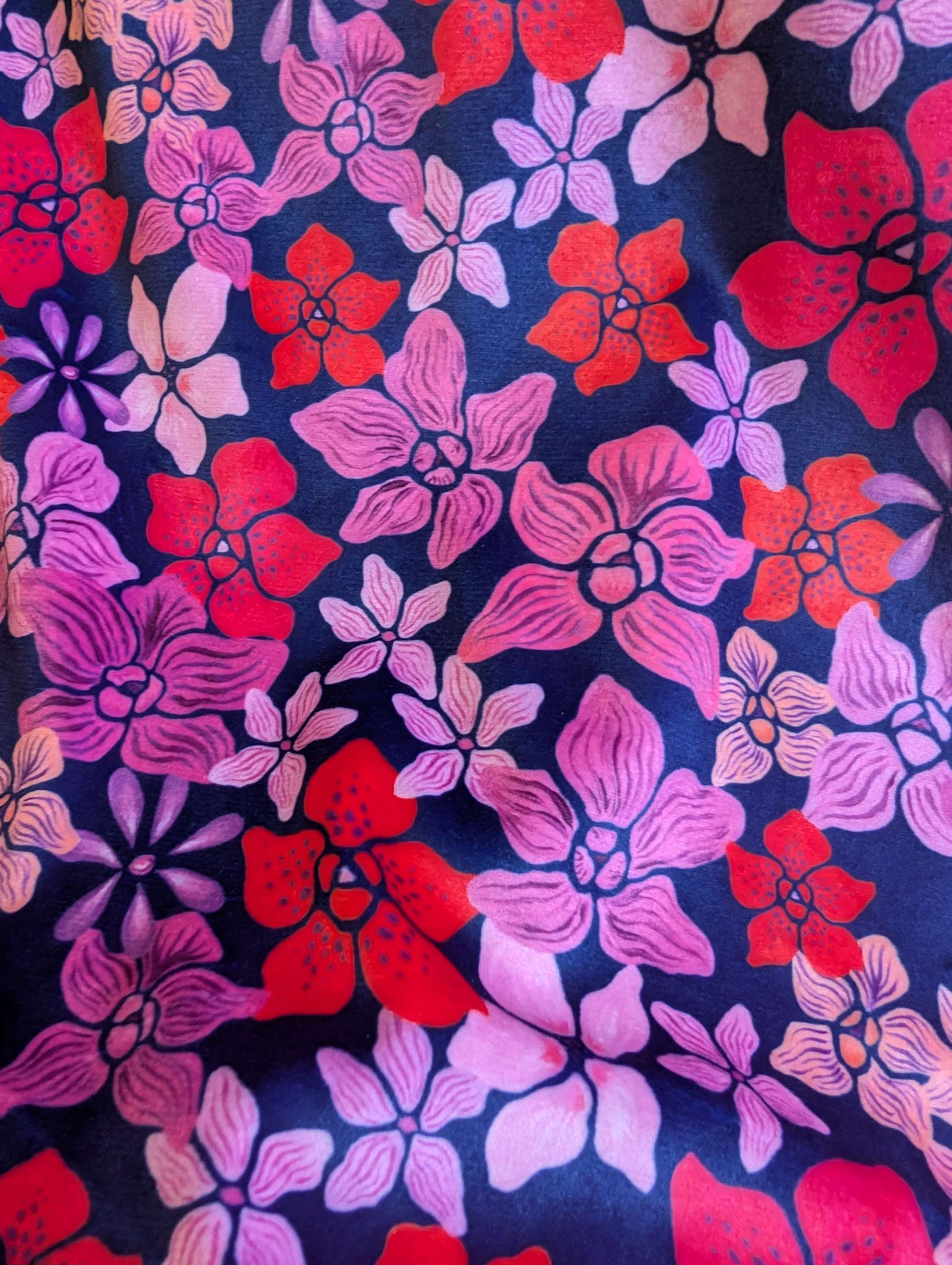 Velours ras stretch/Flo flow/ rouge parme rose