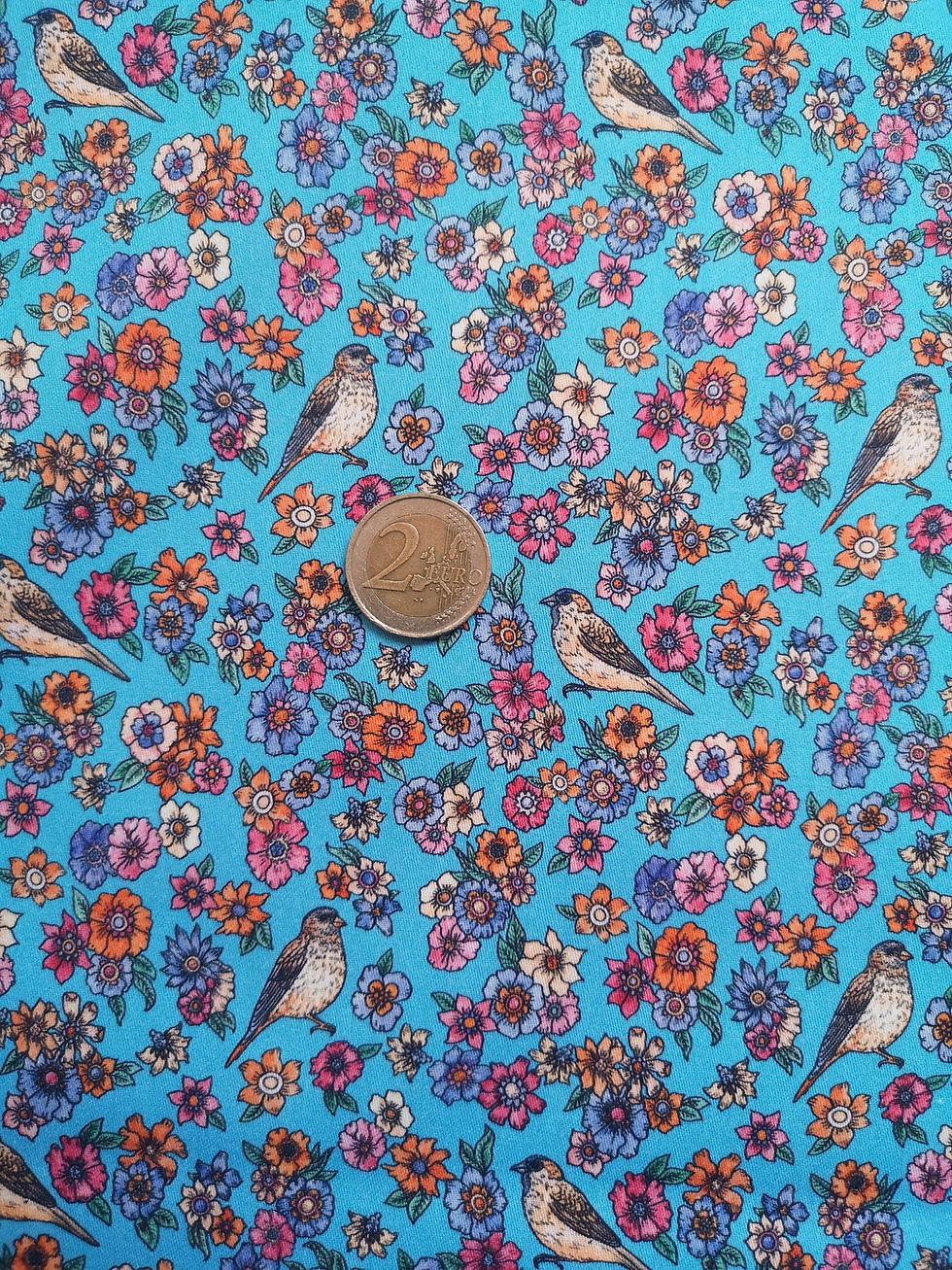 Miniature : 3m Satin de coton Jardin anglais / bleu turquoise / petit modèle