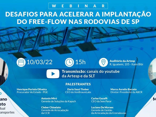 ARTESP Realizará Webinar Sobre o Sistema Free Flow