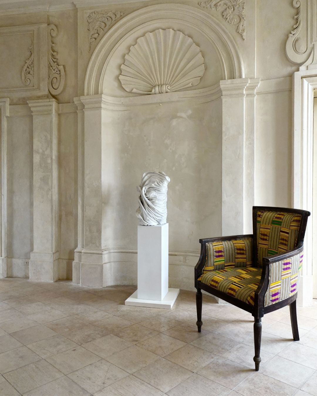 "Florence Chair Upholstered with Kente cloth Ghana - silk and cotton Code 1461