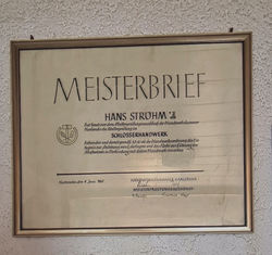 Meisterbrief Vater Hans Ströhm