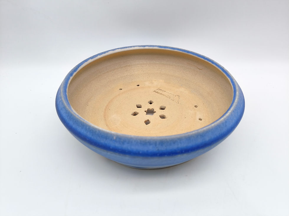 Kai Sperling Bonsaischale, rund (Außenmaße: 26 x 26 x 7,3 cm), blau