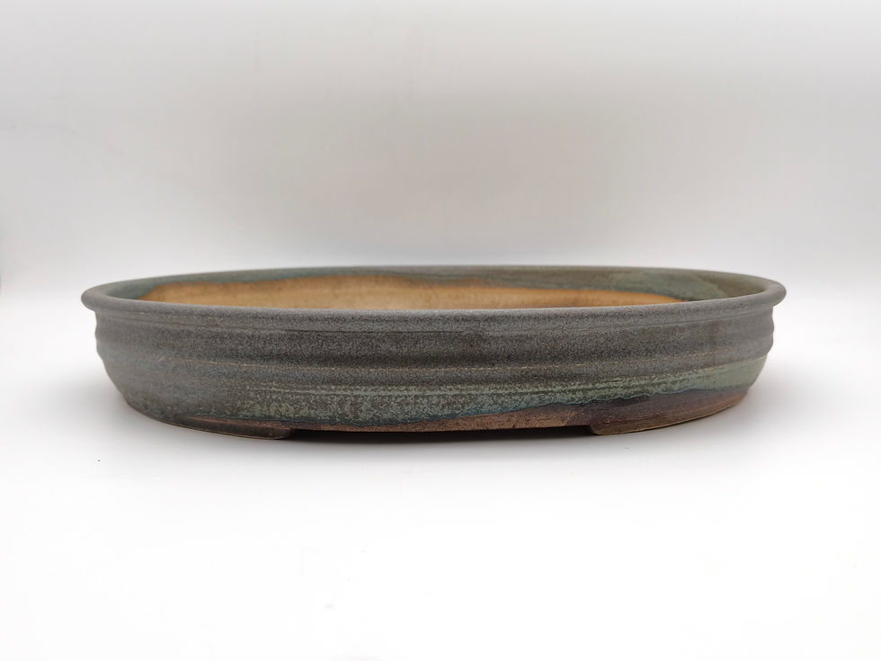 Kai Sperling Bonsaischale, oval (Außenmaße: 40,5 x 35 x 6 cm), grüngrau
