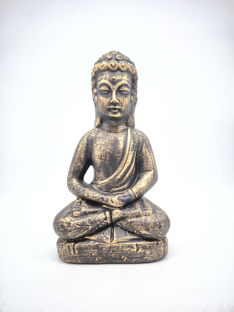 Keramik Buddha Figur in Schwarz-Gold – Meditierender Buddha (30 cm)