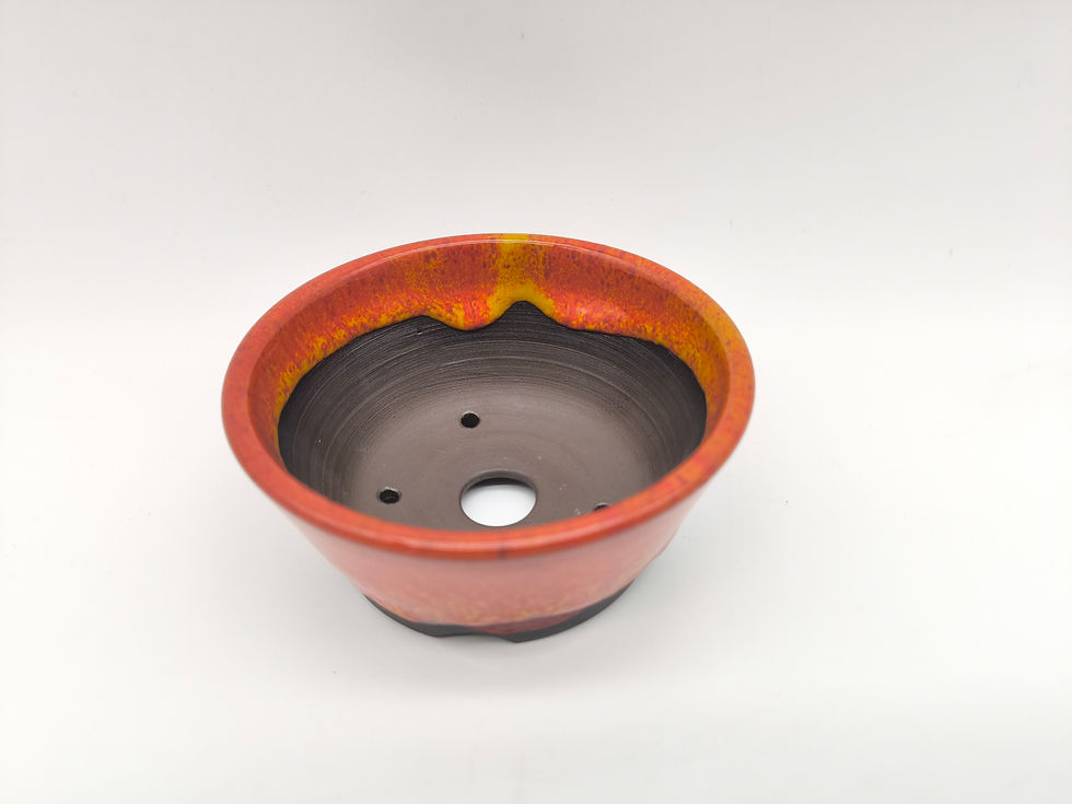 Miniaturbild: Kai Sperling Bonsaischale, rund (Außenmaße: 11,5 x 11,5 x 5 cm), rot/orange/gelb