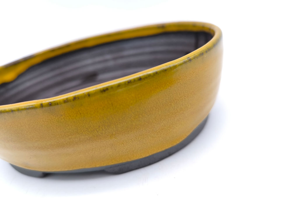 Miniaturbild: Kai Sperling Bonsaischale, oval (Außenmaße: 17,5 x 15 x 5,5 cm), gelb