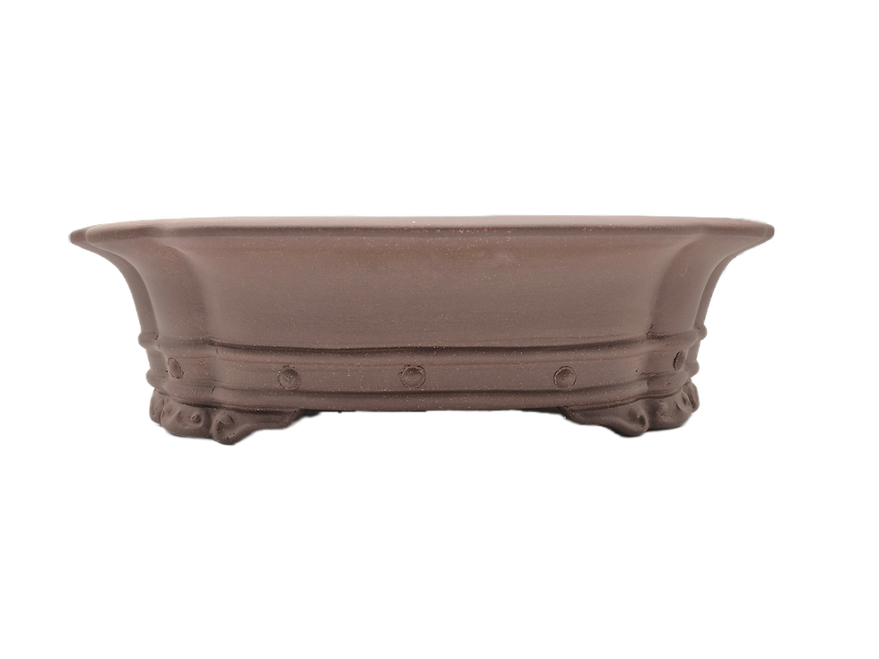 Bonsaischale, wolkenförmig (Außenmaße: 52 x 41 x 13,5 cm), unglasiert, braun