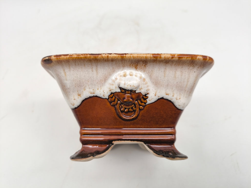 Bonsaischale, Yixing Keramik, eckig (Außenmaße: 14,5 x 14,5 x 8 cm)