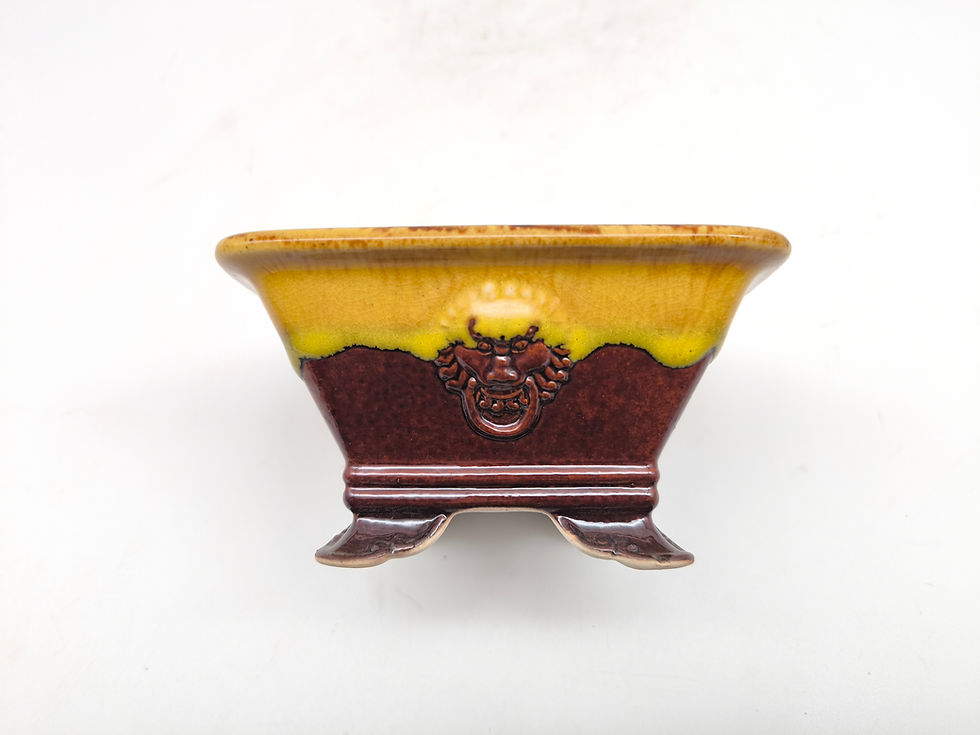 Bonsaischale, Yixing Keramik, eckig (Außenmaße: 14,5 x 14,5 x 8 cm)