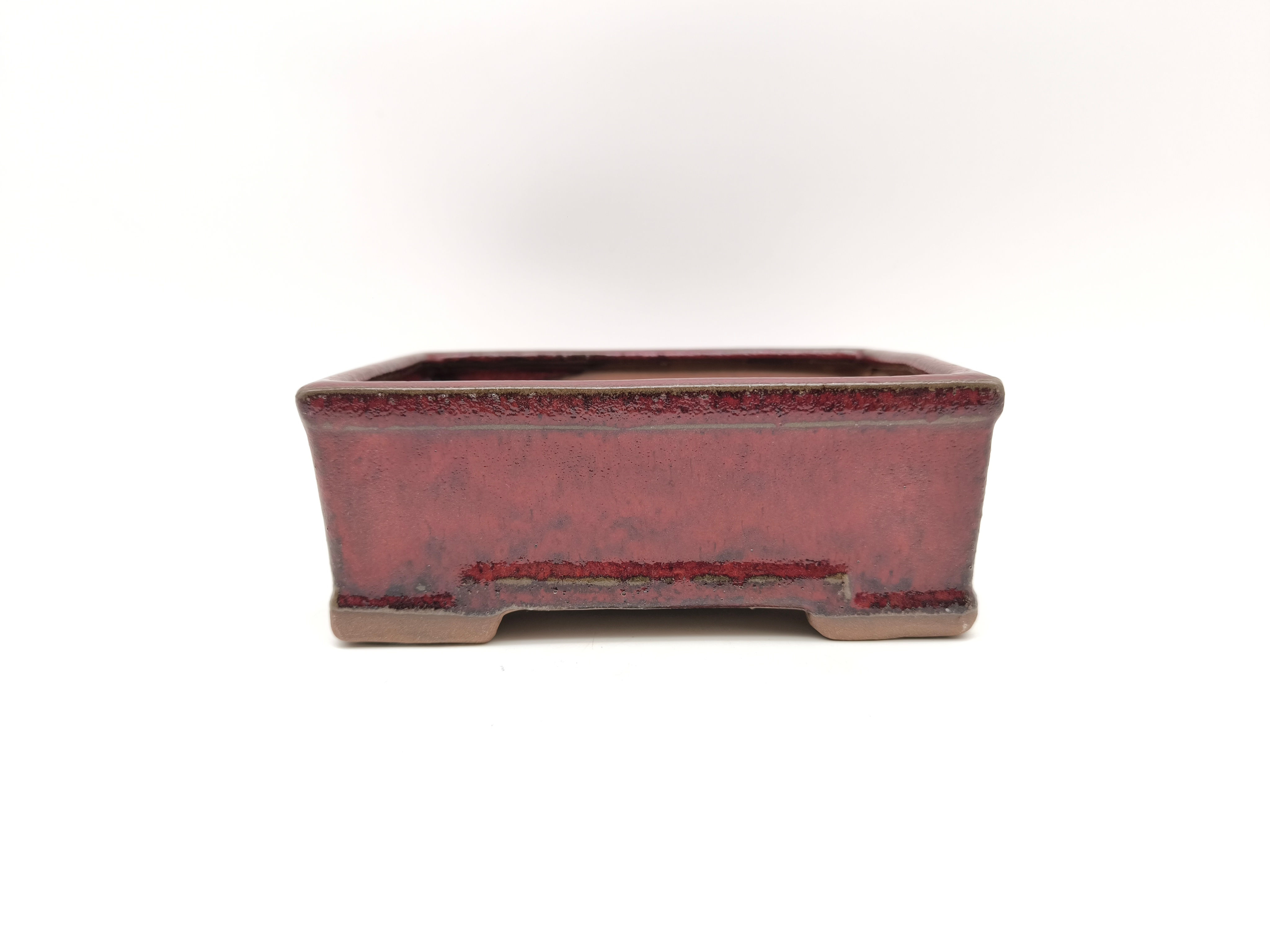 Bonsaischale, eckig, (Außenmaße: 16 x 12 x 6 cm), rot