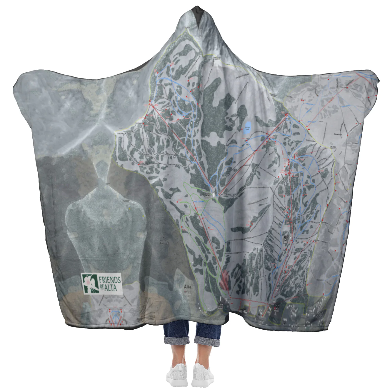 Thumbnail: Alta Ski Trail Map Hooded Blanket