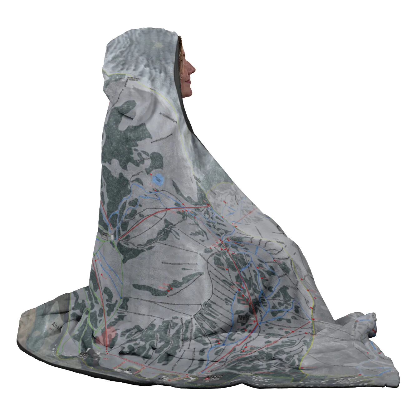 Thumbnail: Alta Ski Trail Map Hooded Blanket