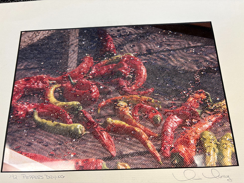 Thumbnail: Signed Photograph with Mat - 92 peppers drying