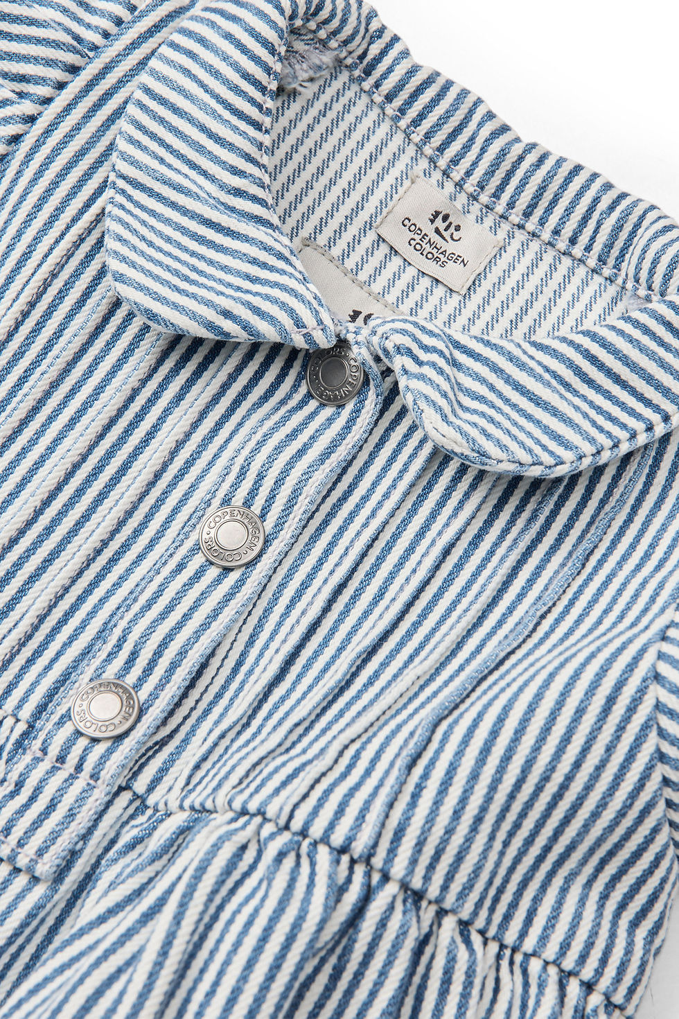 Thumbnail: COPENHAGEN COLORS Y/D STRIPE DRESS WITH FRILL SLEEVES DENIM