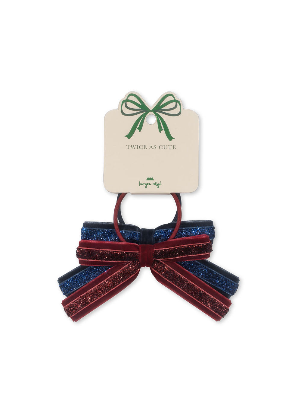 KONGES SLØJD 2 PACK VELVET BOW ELASTIC RED/NAVY