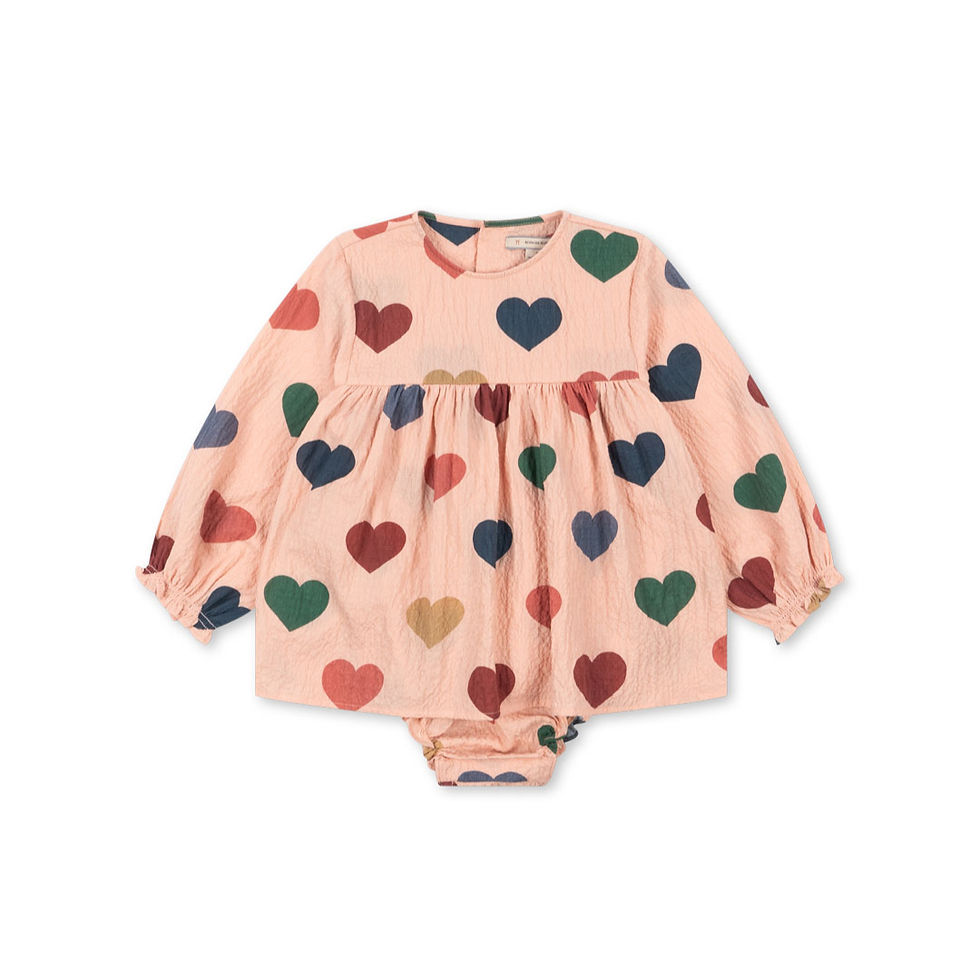 KONGES SLØJD ELIN ROMPER GOTS COEUR ROSE COLORÉ