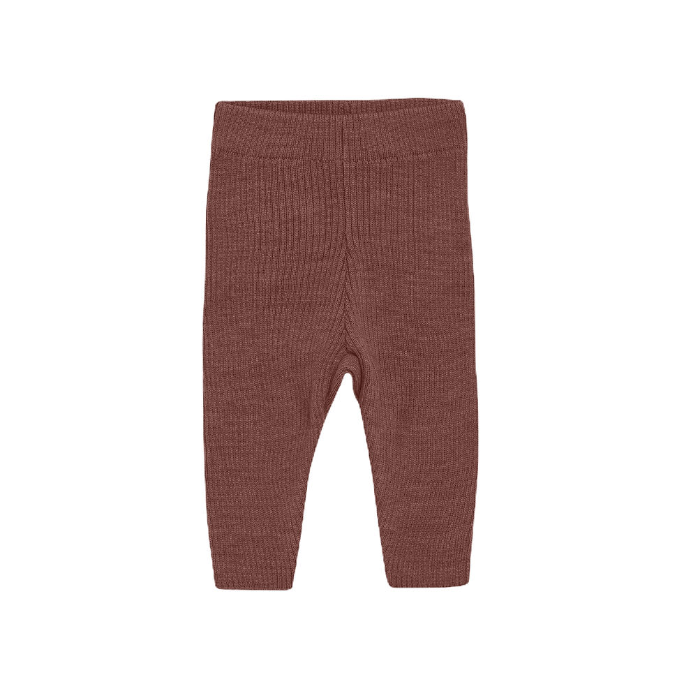 CELAVI LEGGINGS KNITTED MERINO WOOL MARRON