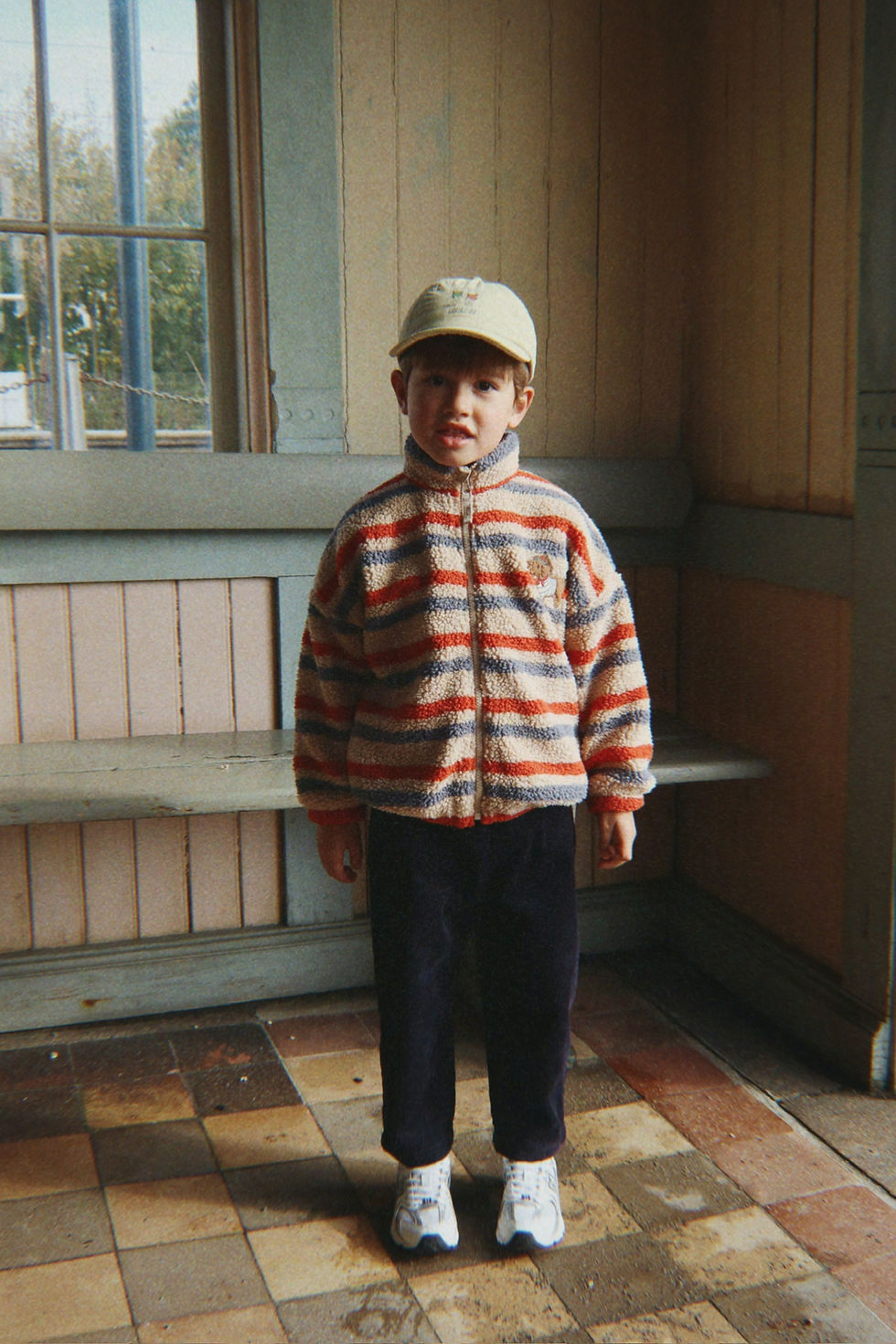 Thumbnail: KONGES SLØJD JODY EMBROIDERY TEDDY JACKET GRS TANGERINE STRIPE