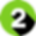 A white number '2' with a long shadow, set against a lime green circular background.