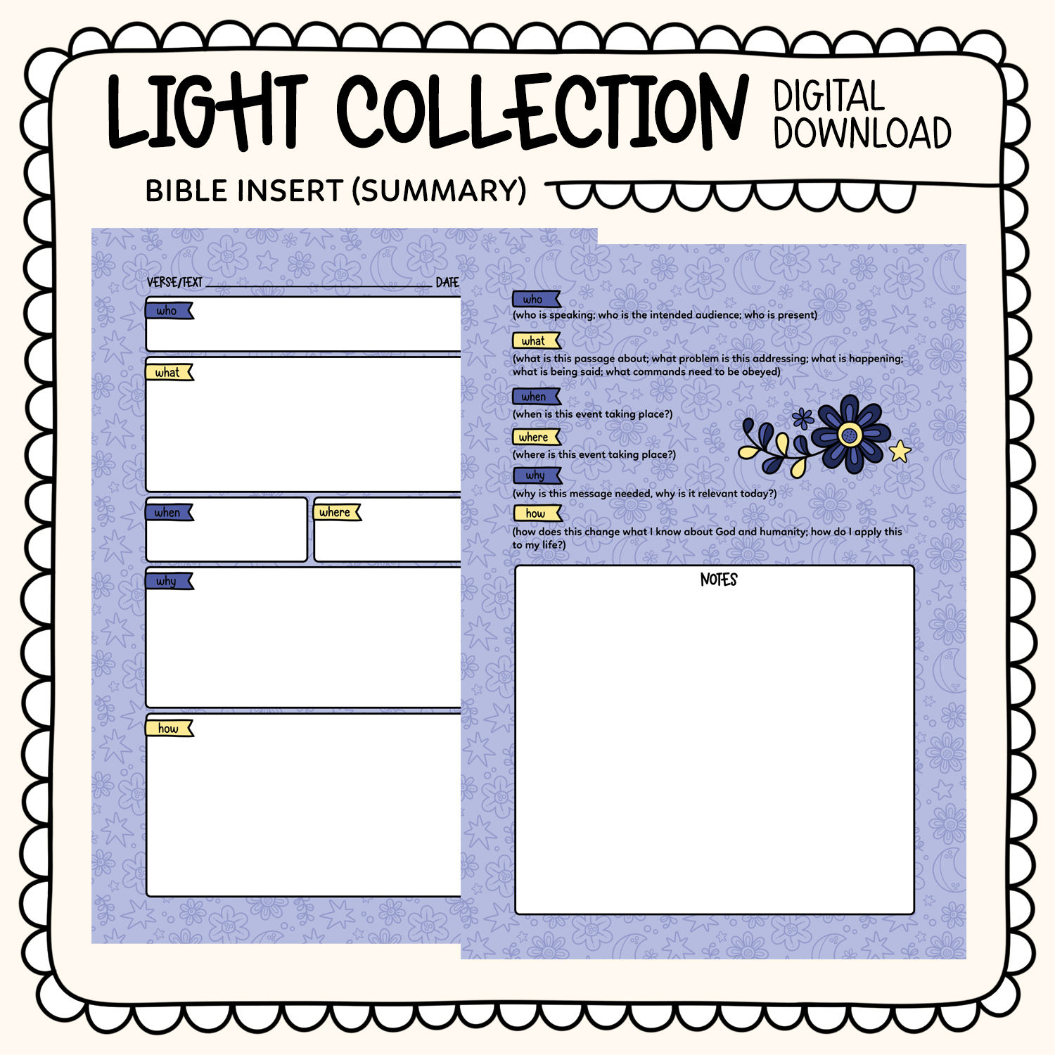 DIGITAL DOWNLOAD - LIGHT COLLECTION - BIBLE TIP IN SET (VERSE SUMMARY)