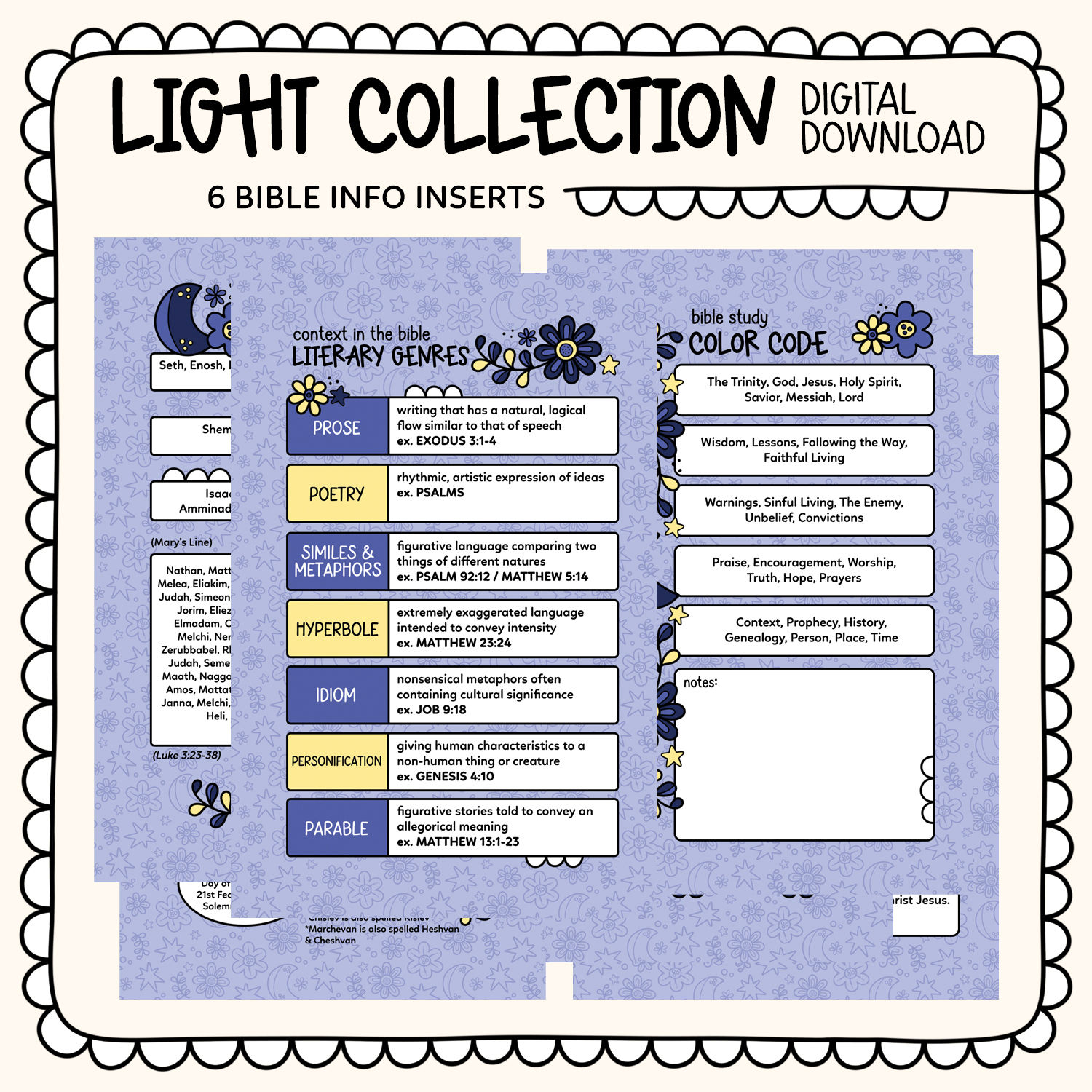 DIGITAL DOWNLOAD - LIGHT COLLECTION - BIBLE TIP IN SET OF 6