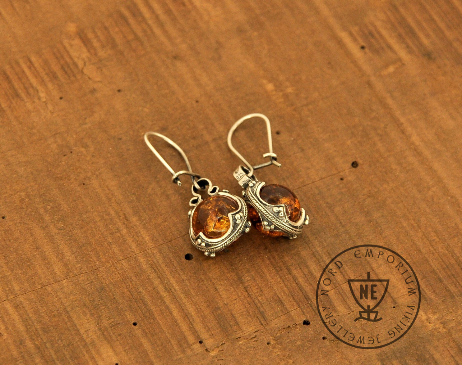 Sterling Silver & Amber Gotland Earrings