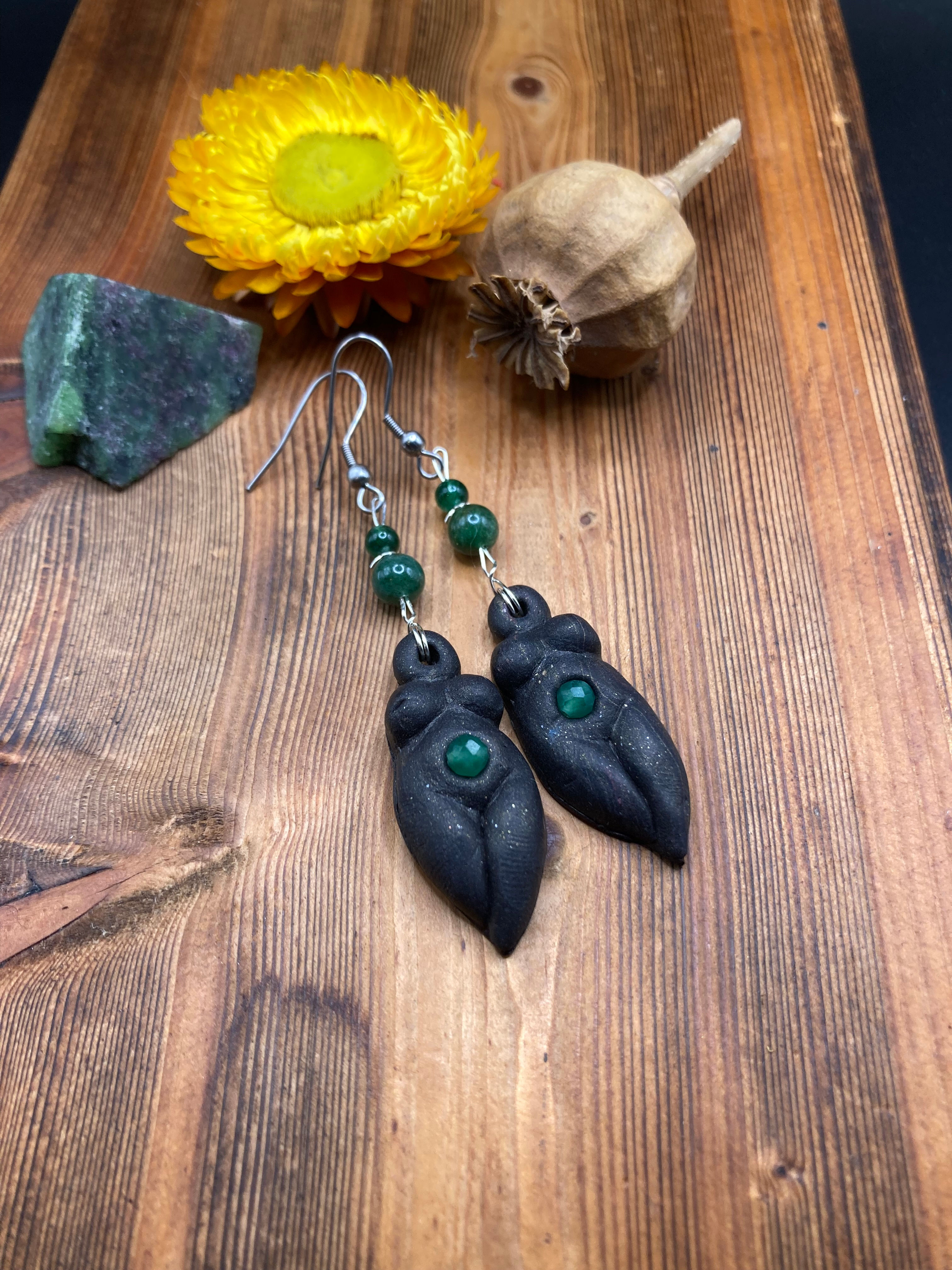 Earth Elemental Clay Goddess Earrings