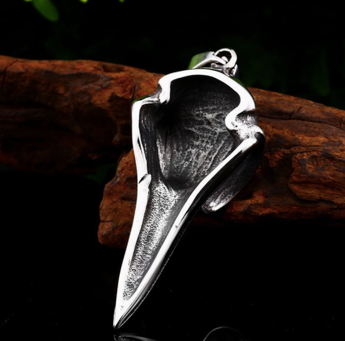 Thumbnail: Stainless steel crow skull necklace