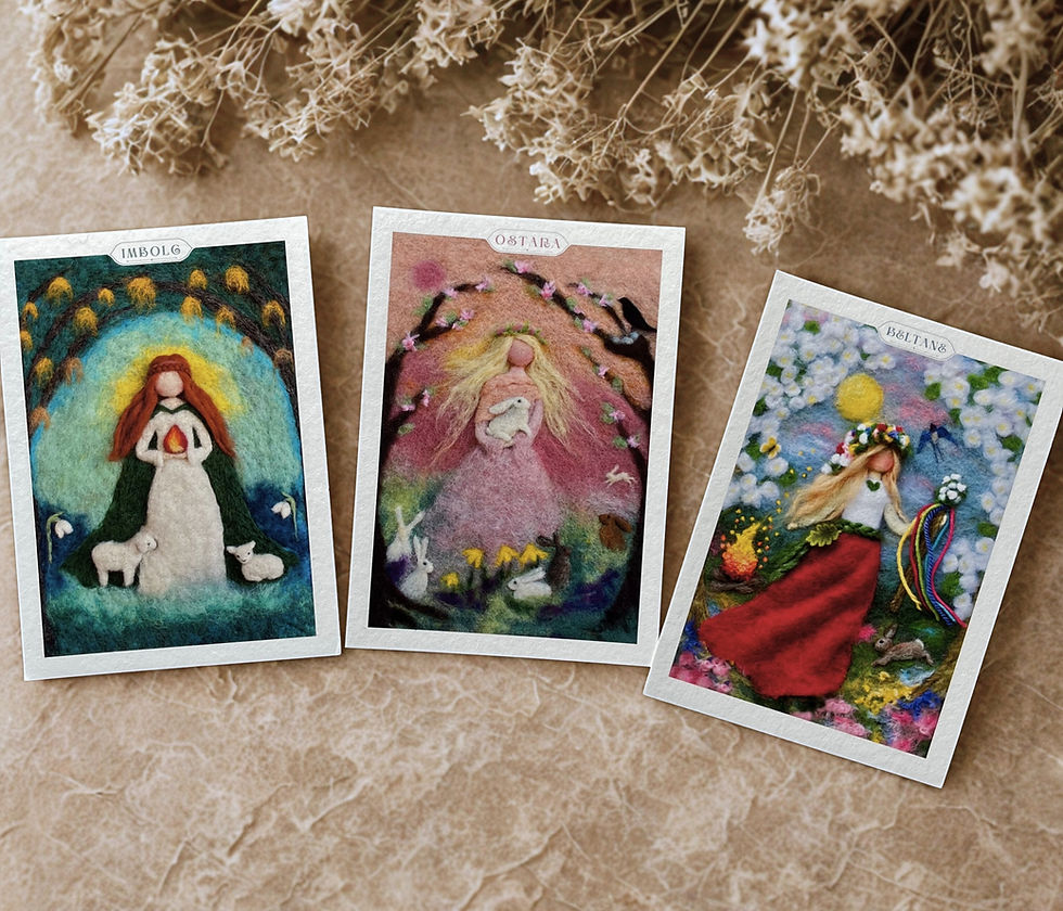 Imbolc, Ostara and Beltaine Altar Cards