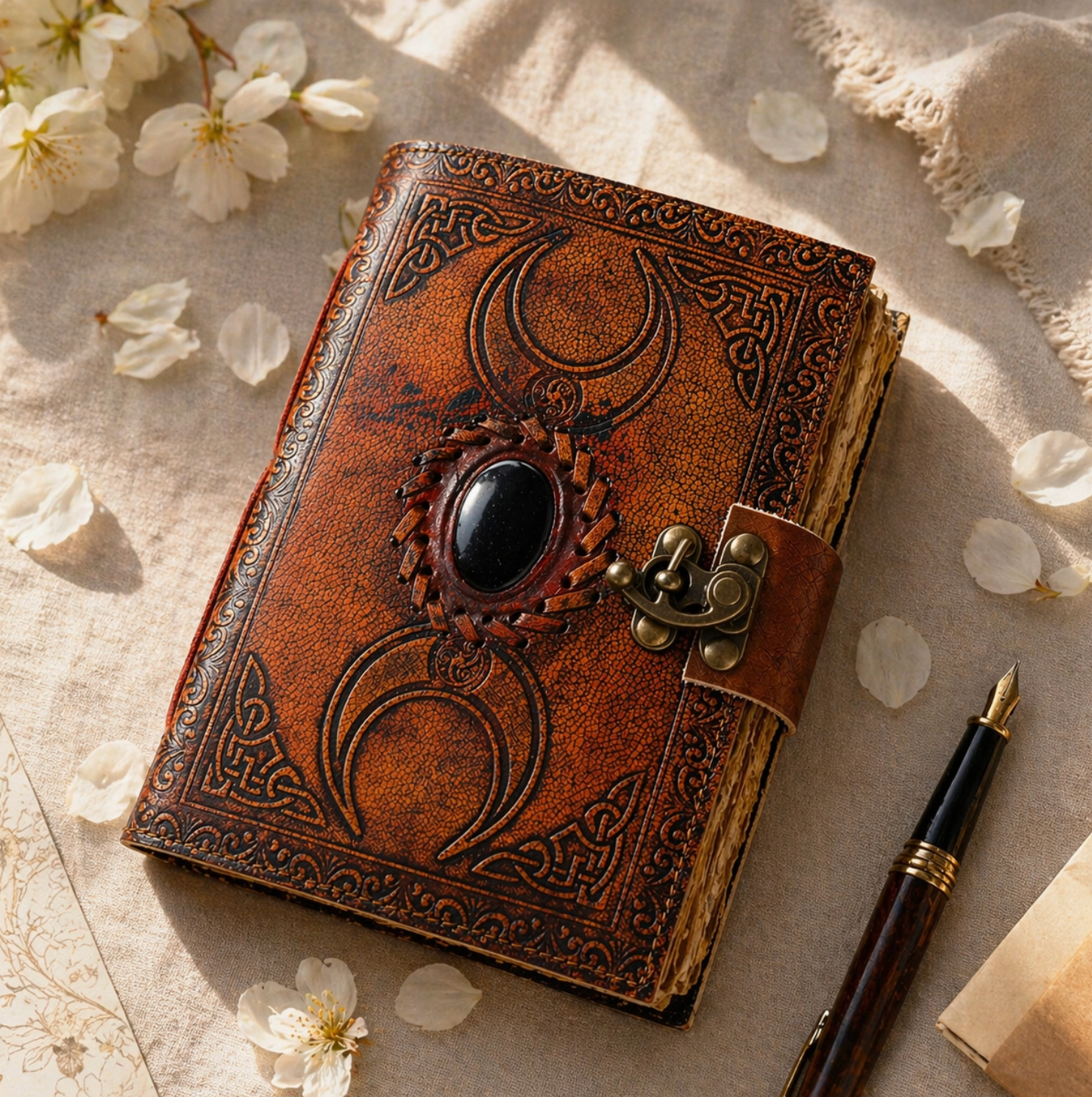 Leather Embossed Triple Moon Journal