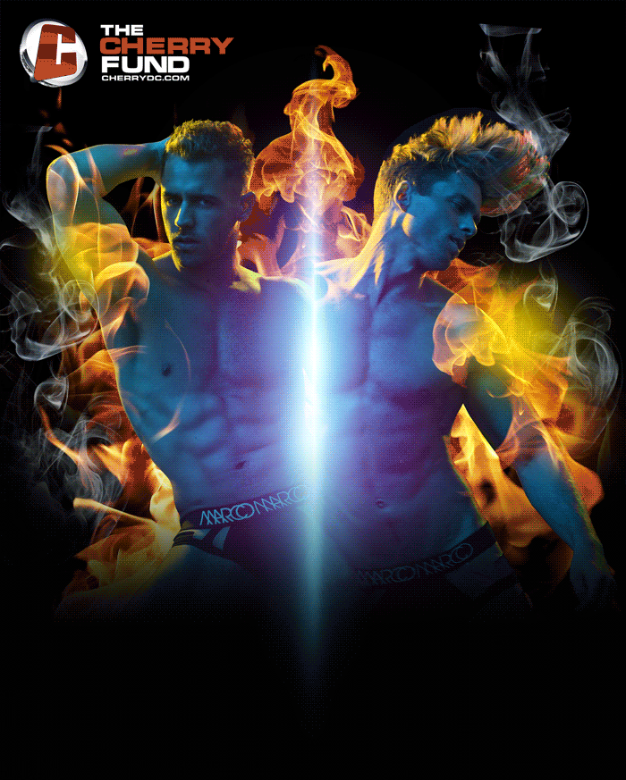 nightclub flyer with shirtless male models