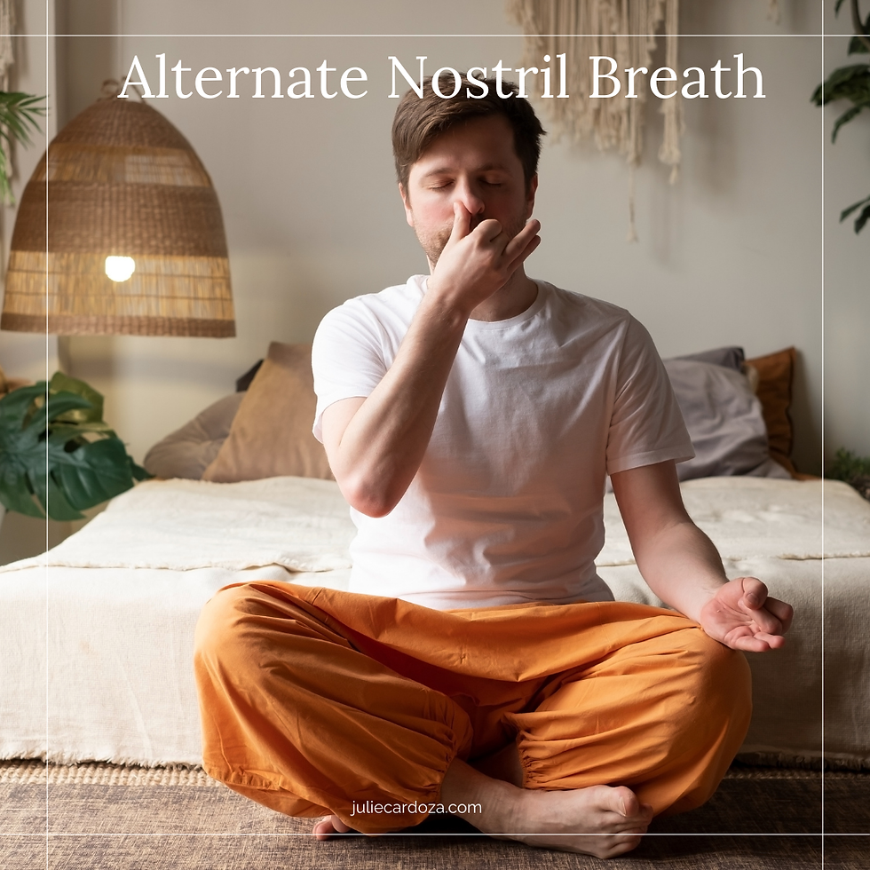 Man seated on the flow conducting alternate nostril breath