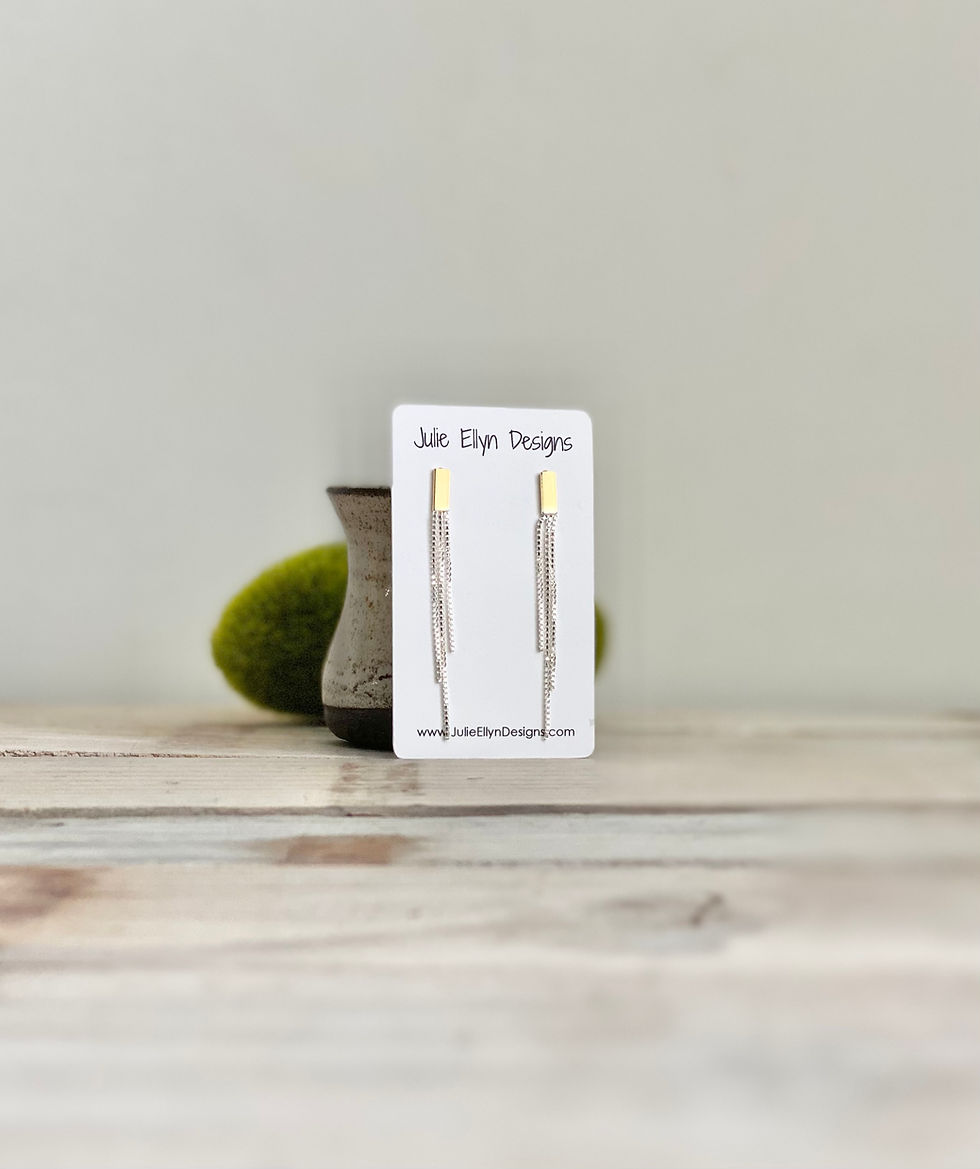 Thumbnail: Mixed Metal Stud Chain Earrings