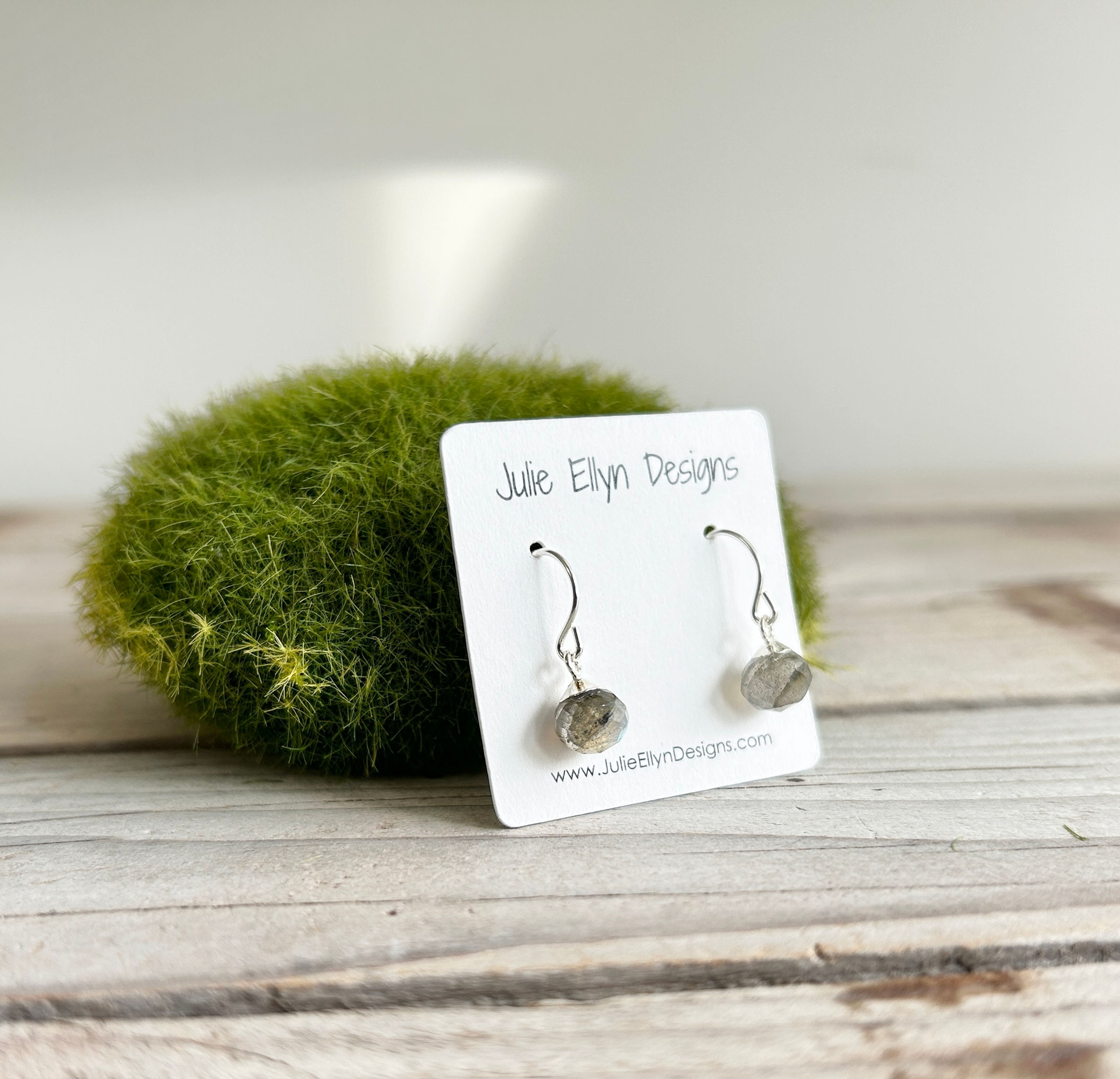 Dainty Labradorite Gemstone Dangle Earrings