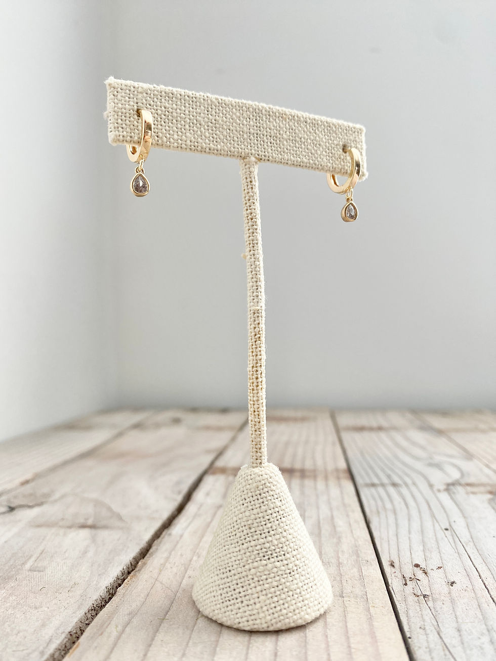 Thumbnail: Gold Huggies - Tiny Crystal Drops