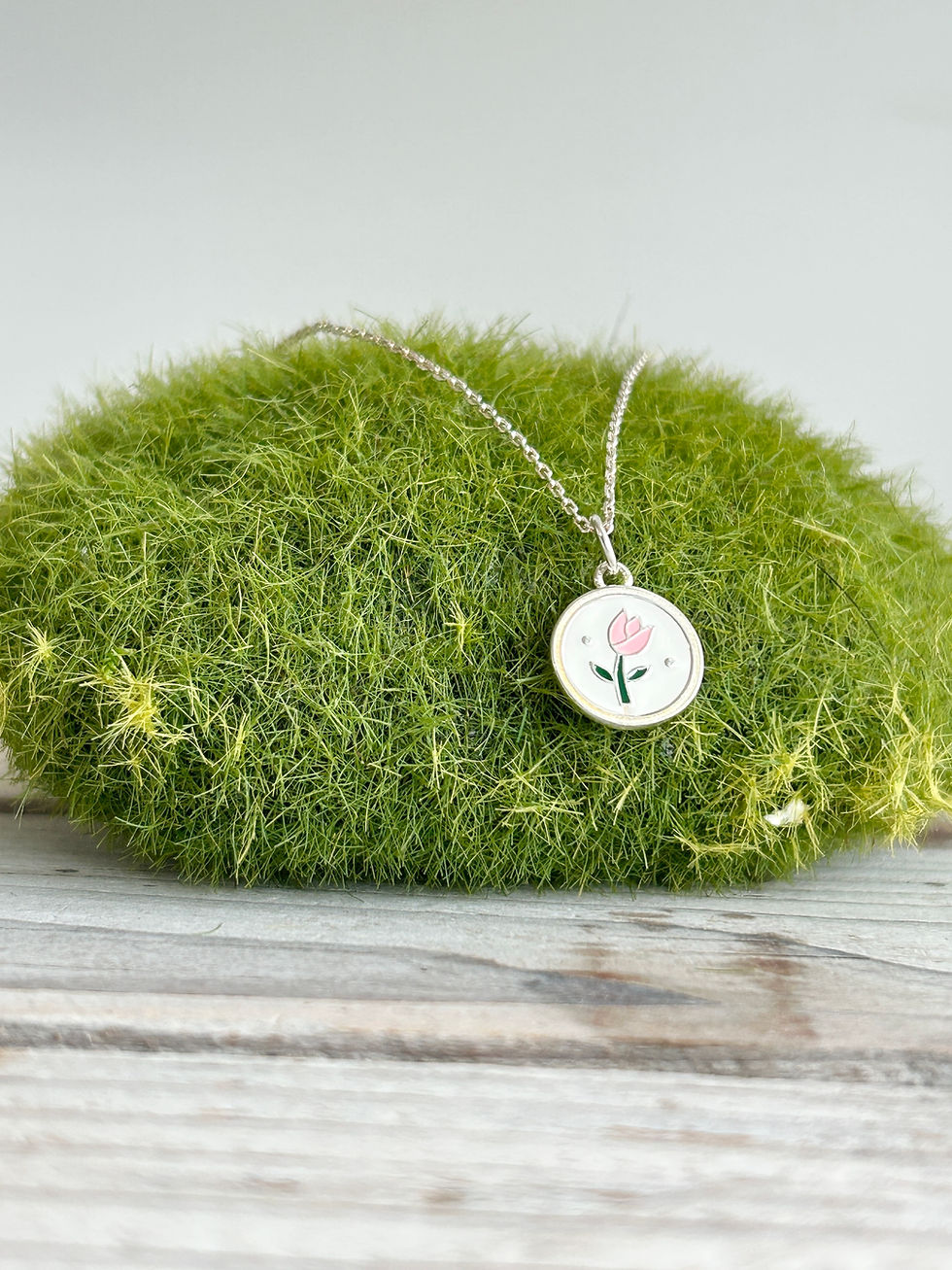 Thumbnail: Enamel Tulip Sterling Silver Necklace