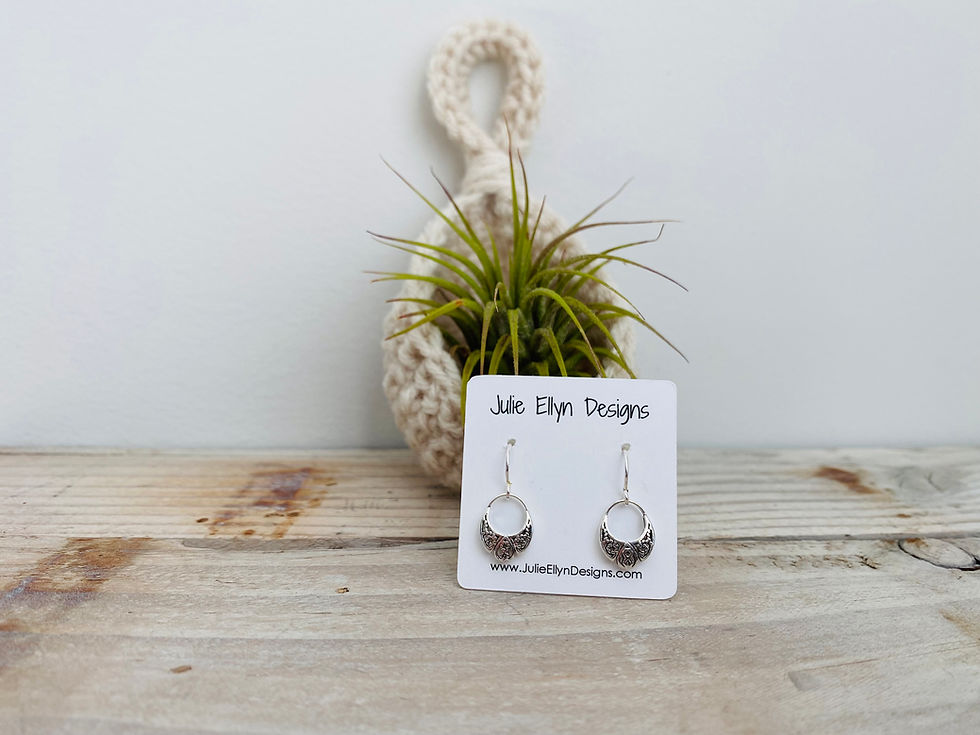 Thumbnail: Sterling Silver Filigree Hoop Earrings
