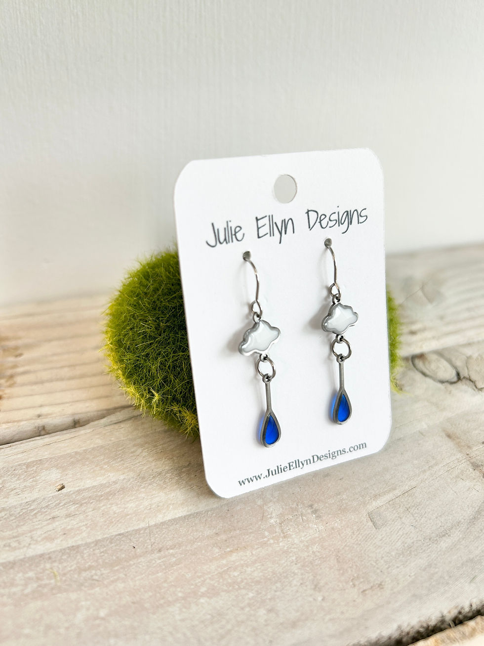 Thumbnail: Stained Glass Cloudy Raindrop Earrings