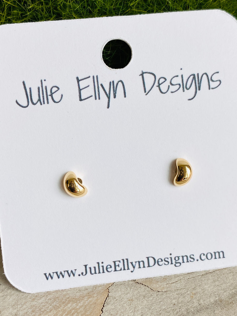 Thumbnail: Tiny Gold Bean Stud Earrings